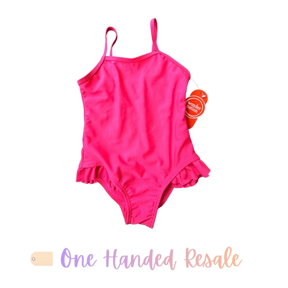 👙 Wonder Nation NWT Pink One-Piece Swimsuit Ruffles 3T